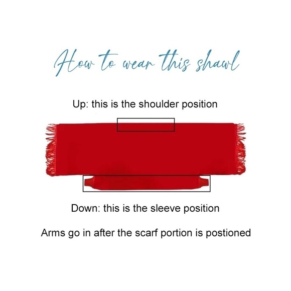 Black and Red Reversible Shawl Sweater Cape Open Poncho Fringe Tassels OS 4-14 - Picture 11 of 14